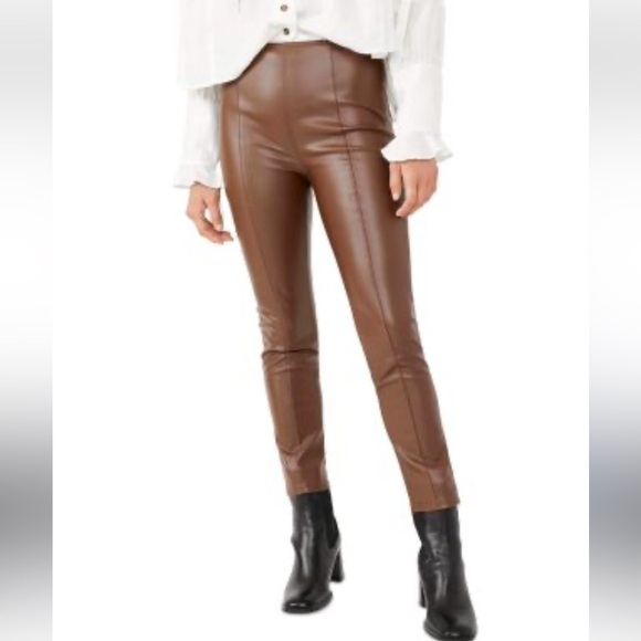 Free People Spitfire Brown Faux Leather Skinny Pants